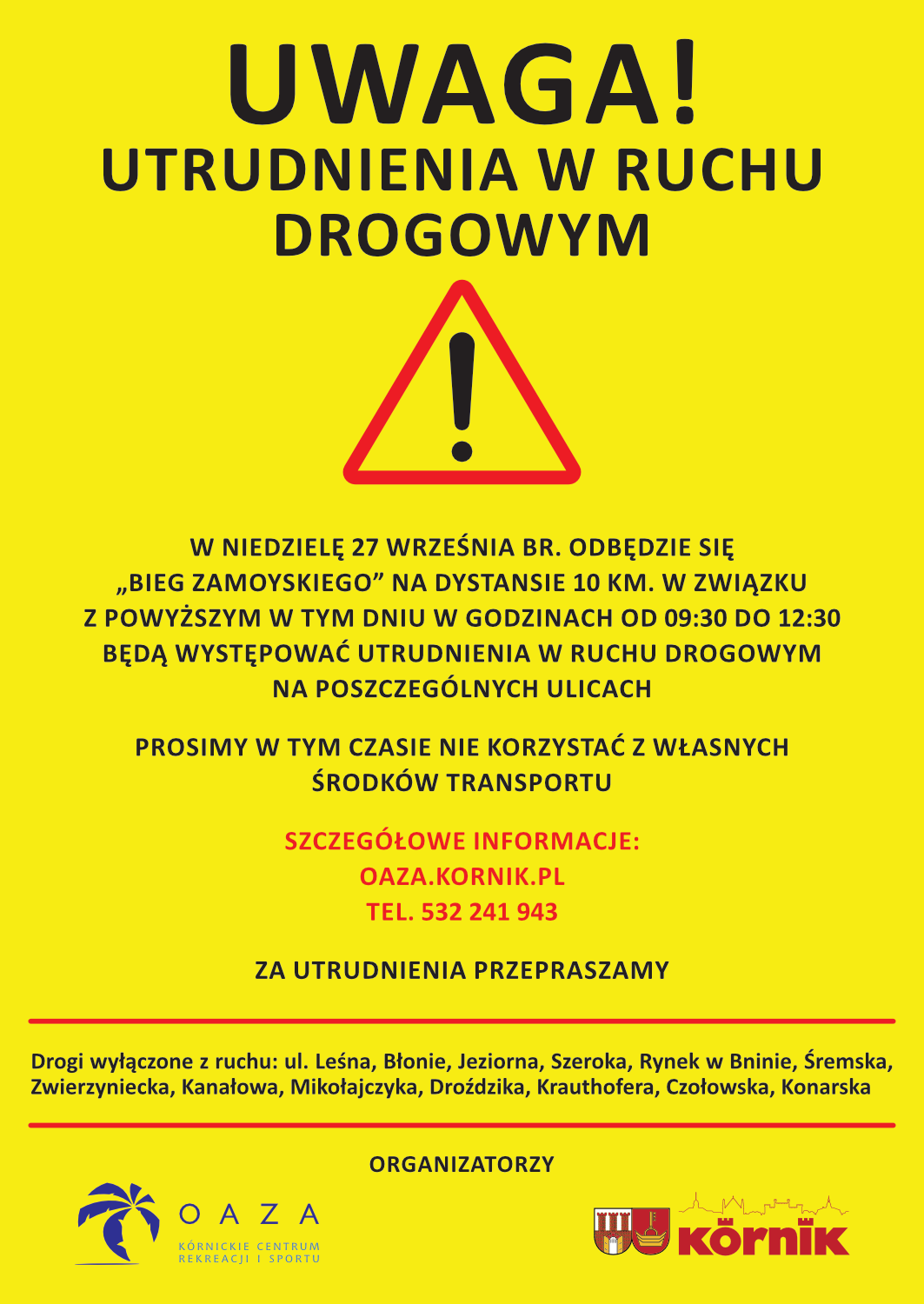 UTRUDNIENA W RUCHU DROGOWYM - 27 WRZEŚNIA